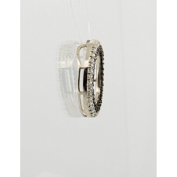 Brand New Black & White Crystal Encrusted Circle Pendant Sterling Silver 925 - Picture 3 of 10